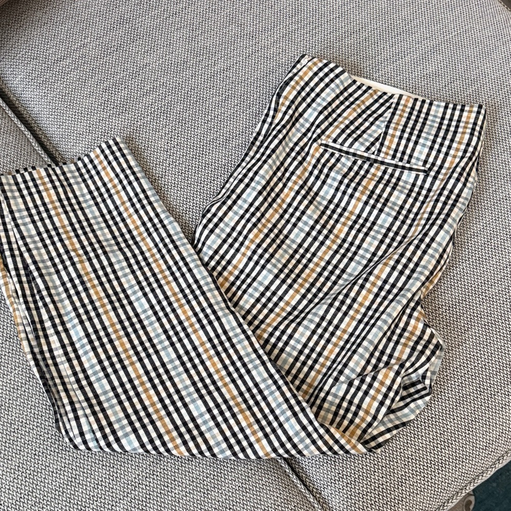 Checked Gingham Stretch Pants in Black, White, Blue,& Camel - Picture 10 of 10